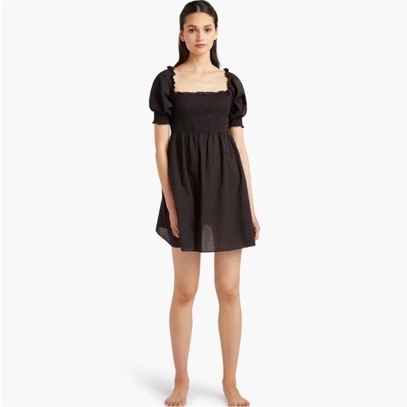 Hill House Home The Athena Nap Dress Black Swiss Dot XS - Picture 1 of 4